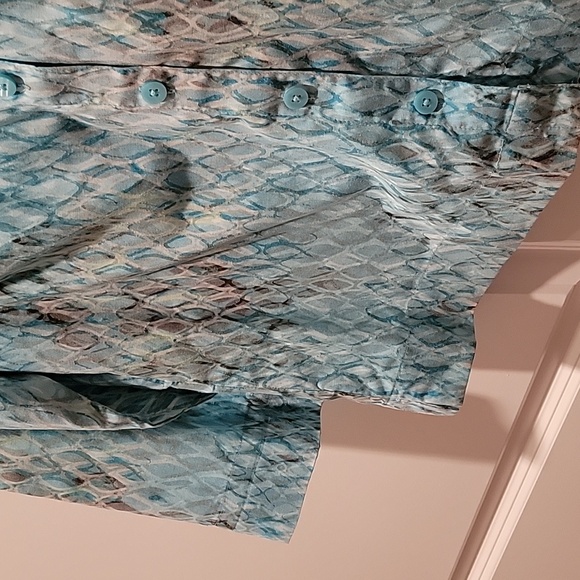 Studio Works turquoise, tan, and white blouse - Picture 4 of 4